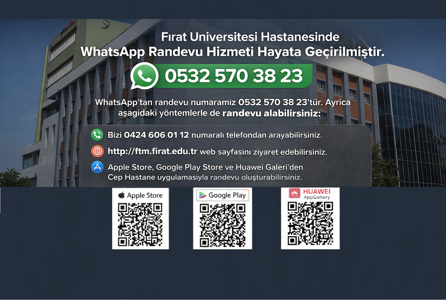 Fırat Üniversitesi Hastanesi’nde WhatsApp Üzerinden Randevu Dönemi Başladı